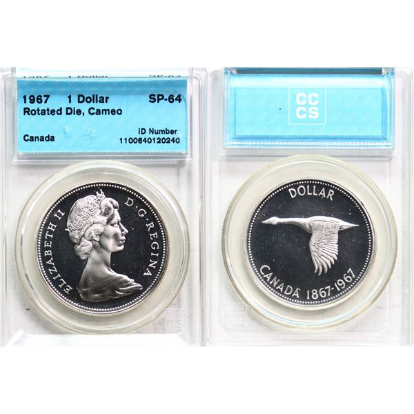 1967 $1 "Rotated Die" CCCS Choice SPECIMEN-64 with strong Cameo contrast