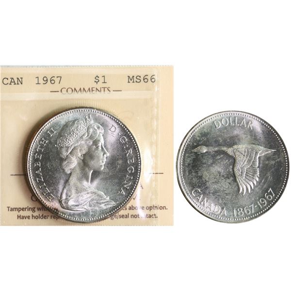 1967 $1 ICCS Superb Gem Mint State-66 Fully brilliant and lustrous.