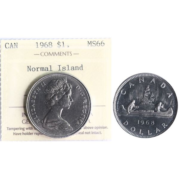 1968 $1 "Regular - Nickel" ICCS Superb Gem Mint State-66