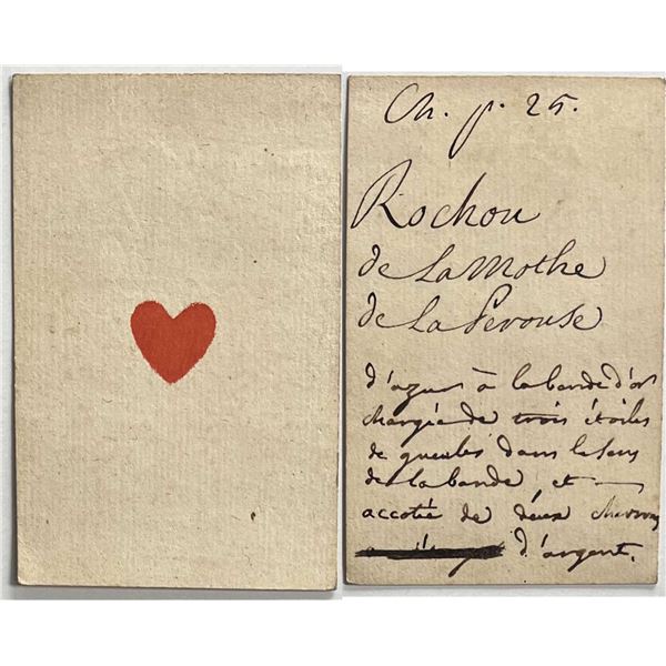 French Colonial Issue Playing Card; "Ace of Harts" with French Hand Written on the back.