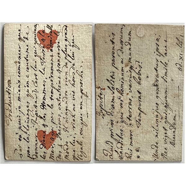 French Colonial Issue Playing Card; "Jacks of Spades" with French Hand Written on the back.