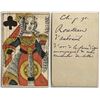 French Colonial Issue Playing Card; "Queen of Clubs" with French Hand Written on the back.