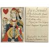 French Colonial Issue Playing Card; "Queen of Harts" with French Hand Written on the back.