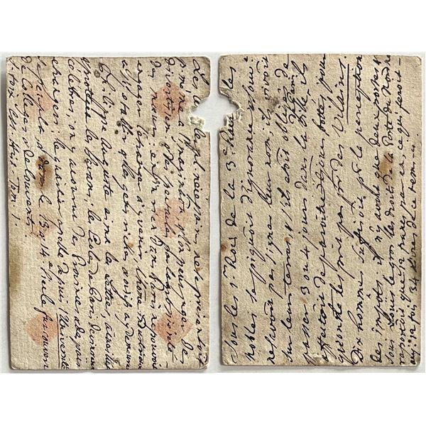 French Colonial Issue Playing Card; "Six of Diamonds" with French Hand Written on the back.