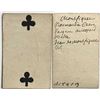 Image 1 : French Colonial Issue Playing Card; "Two of Clubs" with French Hand Written on the back.