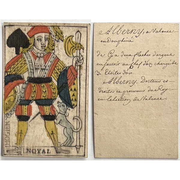 French Colonial Issue Playing Card; "Two of Harts" with French Hand Written on the back.