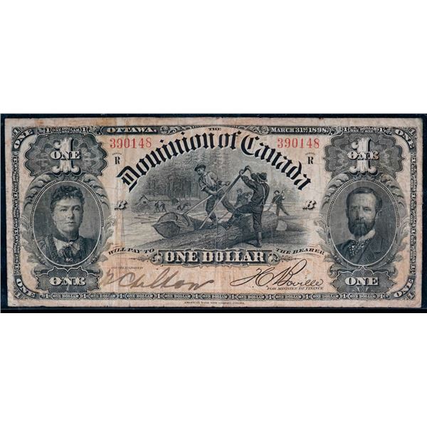 1898 $1 DC-13c #390148 Fine+ with minor issues.