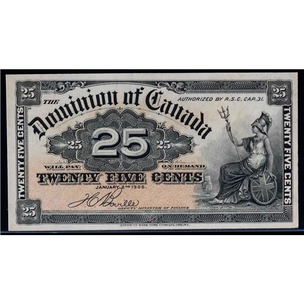 1900 25 Cents - Shinplaster DC-15b "Boville" AU,  Bright example.