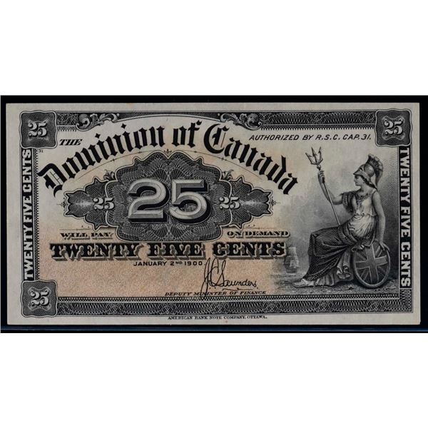 1900 25 Cents - Shinplaster DC-15c "Saunders" EF,  Bright example.