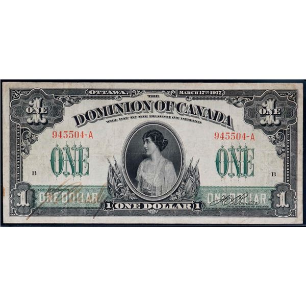 1917 $1 DC-23a #945504-A about VF