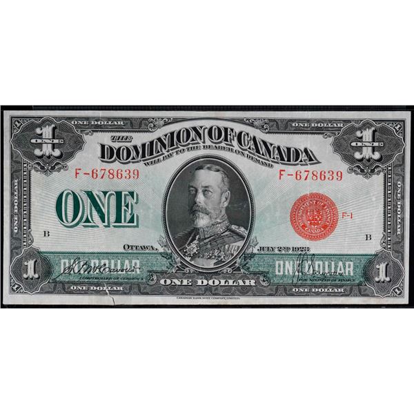 1923 $1 DC-25b "Red Seal" #F-678639 VF-EF Tear at bottom.