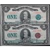 Image 1 : 1923 $1 DC-25i & DC-25j, Lot of 2 notes VF.