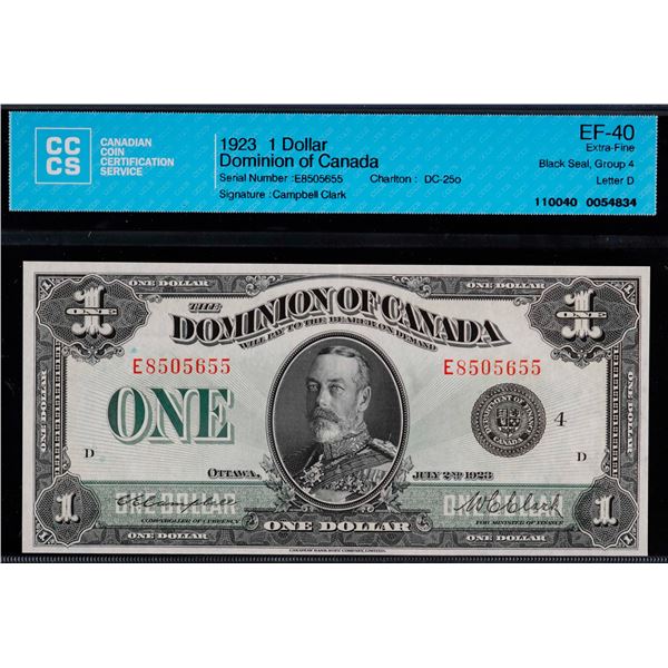 1923 $1 DC-25o #E8505655 CCCS EF40 A bright example with vibrant colours.