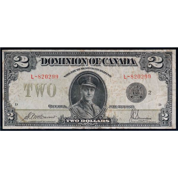 1923 $2 DC-26f "Black Seal" #L-820299 F-VF
