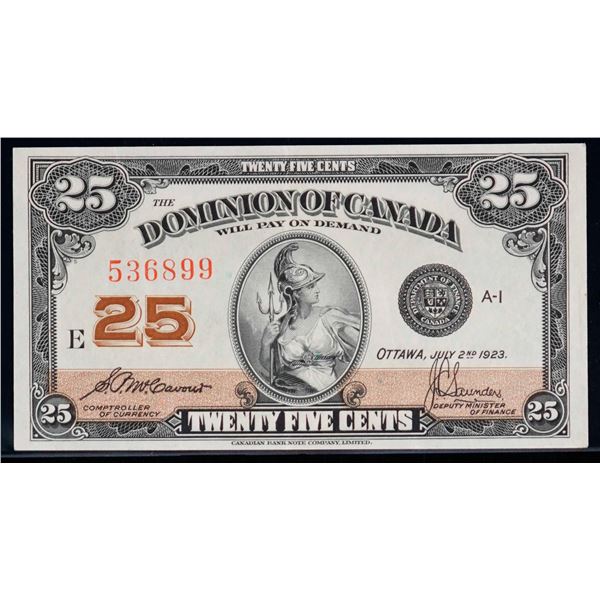 1923 25 Cents - Shinplaster DC-24c #536899 "Letter E - McCavours" EF-AU, Bright example.