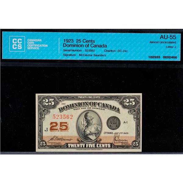 1923 25 Cents DC-24c & 24d McCavours & Campbell, Both notes CCCS AU55