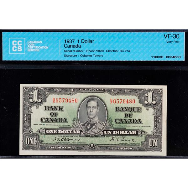 1937 $1 BC-21a, 21b, 21c, Lot of 3 notes CCCS graded F12 to VF35.