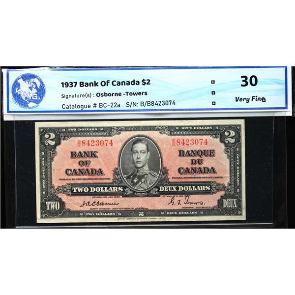 1937 $2 BC-22a #B/B8423074 "Osborne" VF+.  A bright example.