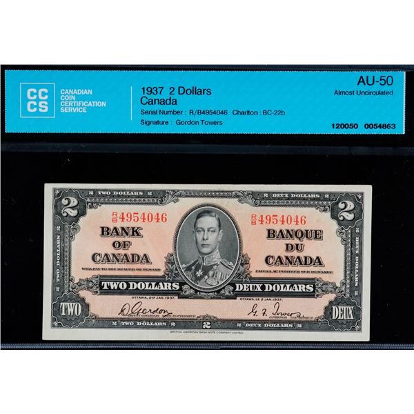 1937 $2 BC-22b #R/B4954046 CCCS AU50