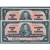 Image 1 : Consecutive Pair; 1937 $2 BC-22b #K/B5995663-5664, Both notes AU, Pressed.
