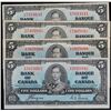 Image 1 : 1937 $5 BC-23b & 23c F+ to VF, Lot of 4 notes.