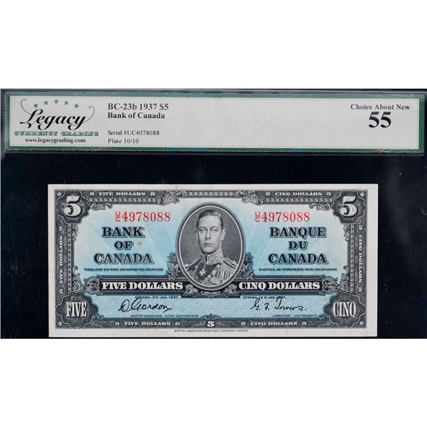 1937 $5 BC-23b #U/C4978088 LCG AU55