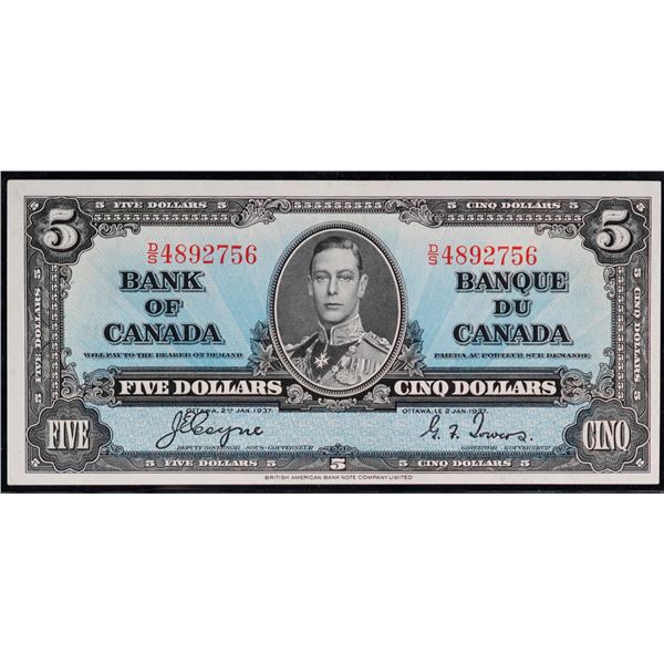 1937 $5 BC-23c #D/S4892756 AU, Pressed.