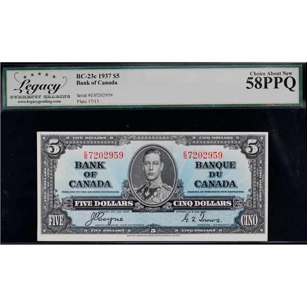 1937 $5 BC-23c #E/S7202959 LCG AU58PPQ