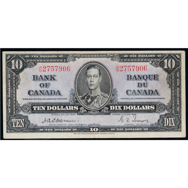 1937 $10 BC-24a #A/D2757906 Nice F-VF