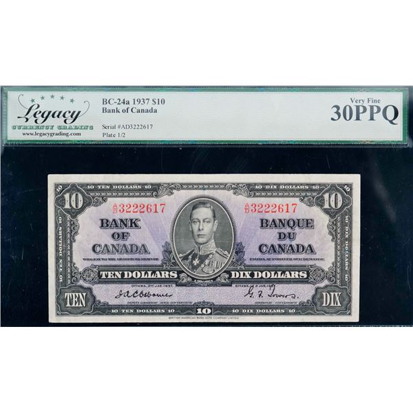 1937 $10 BC-24a #A/D3222617 LCG VF3OPPQ