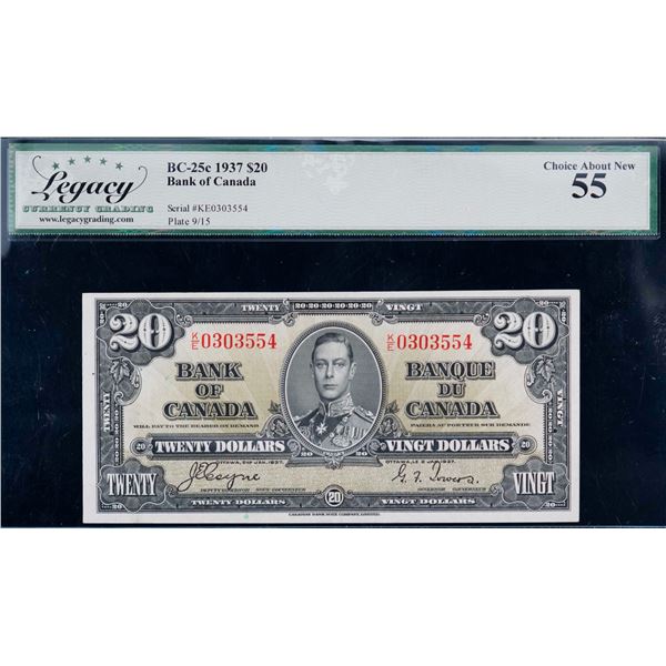 1937 $20 BC-25c #K/E0303554 LCG AU55