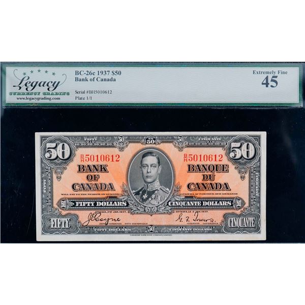 1937 $50 BC-26c #B/H5010612 LCG EF45