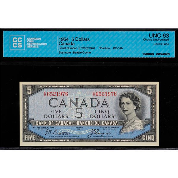 1954 $5 BC-31b #E/C6521976 CCCS UNC63