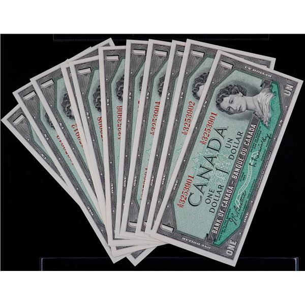 Consecutive run; 1954 $1 BC-37b #X/N3253901-914 AU-UNC, Lot of 14 consecutive notes.