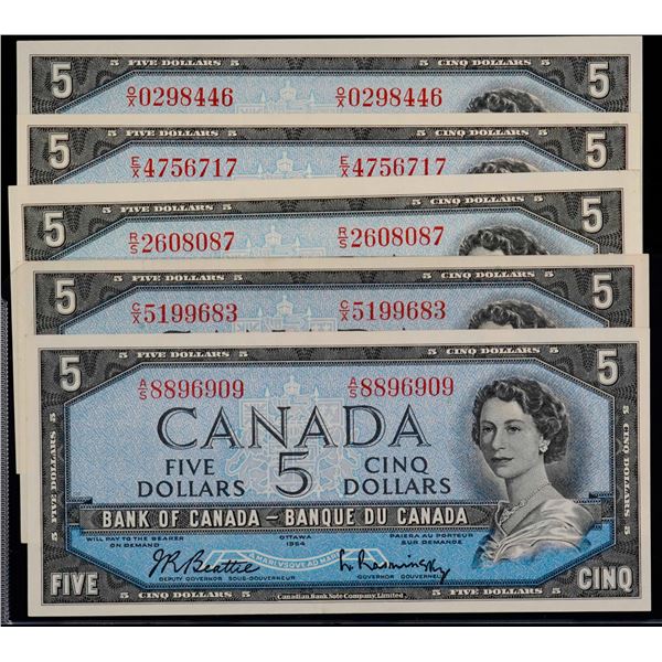 Consecutive pair; 1954 $1 BC-37bA #*DO0471405-406 CCCS UNC62.  Lot of 2 consecutive notes.