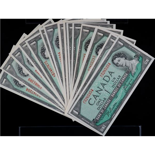 1954 $1 Lot; Includes Various signatures, replacements and better prefix.  All AU to Unc, Lot of 15 