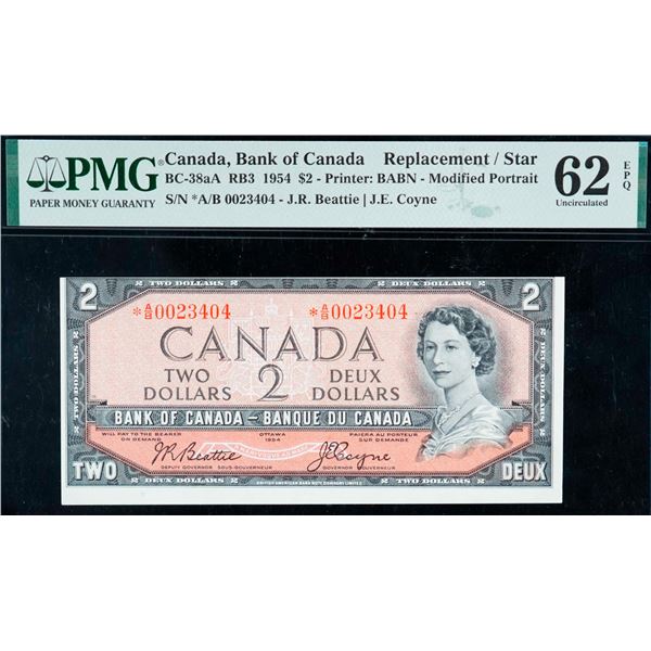 1954 $2 BC-38aA #*A/B0023404 PMG UNC62EPQ