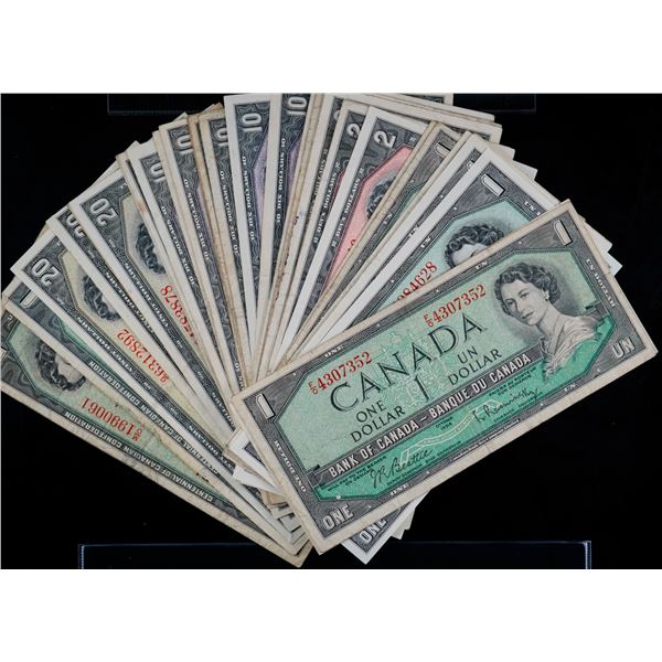 1954 Modified & 1967 Lot; $1-$20. Includes $1 (10), $2 (6), $5 (4), $10 (8), $20 (7) 1967 $1 (2) All