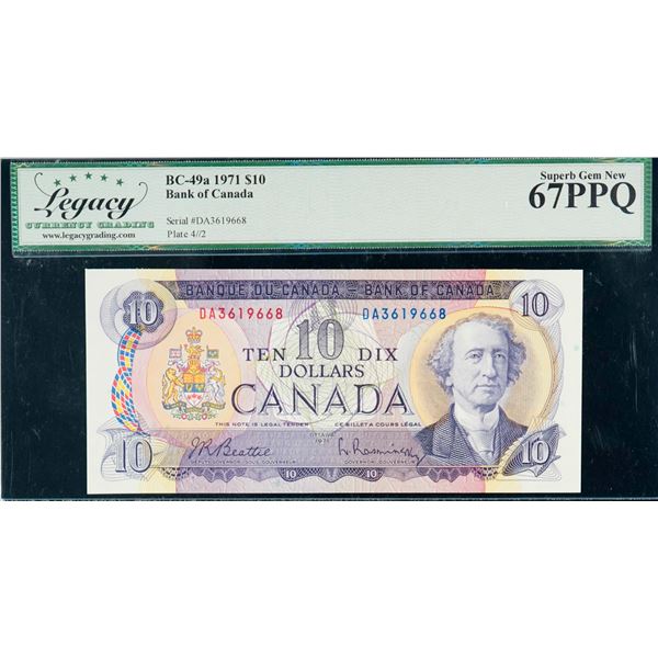 Consecutive Run; 1971 $10 BC-49a #DA3619664-668 LCG UNC67PPQ - Lot of 5 consecutive notes.