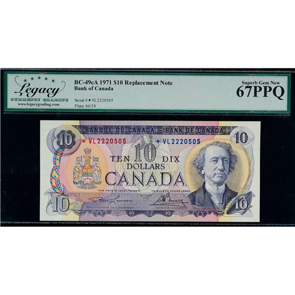 1971 $10 BC-49cA #*VL2220505 LCG UNC67PPQ