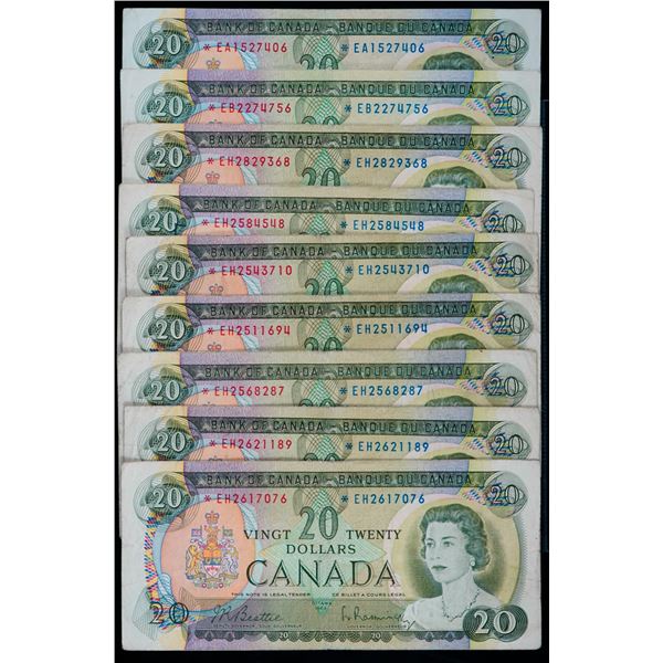 Replacement Lot; Includes 1969 $20'S with various signatures, prefix.  Some better ones.  Fine to EF