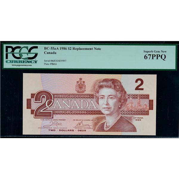 1986 $2 BC-55aA #ARX0839997 PCGS UNC67PPQ