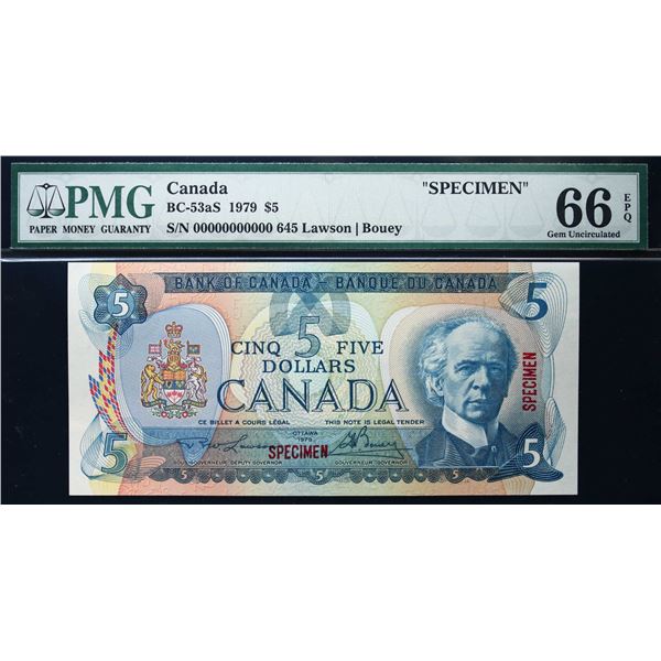 Specimen; 1979 $5 BC-53aS #00000000000 PMG UNC66EPQ