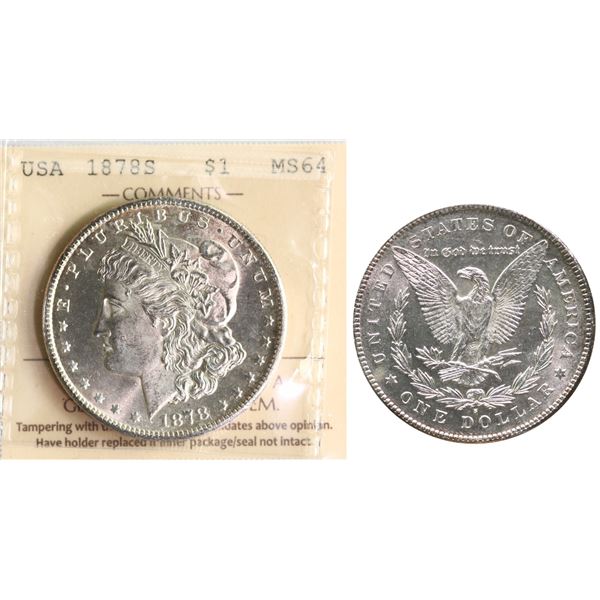 USA; 1878-S $1 ICCS MS64