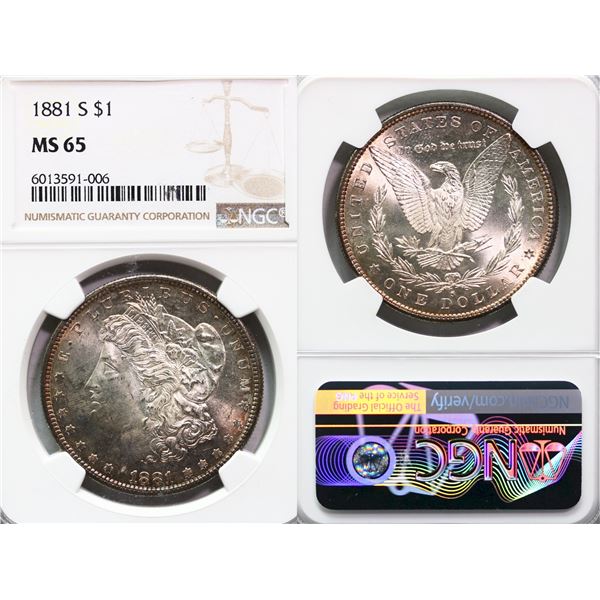 USA; 1881-S $1 NGC MS65
