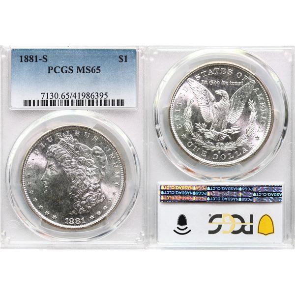 USA; 1881-S $1 PCGS MS65