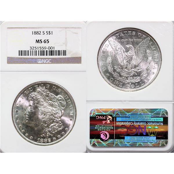 USA; 1882-S $1 NGC MS65