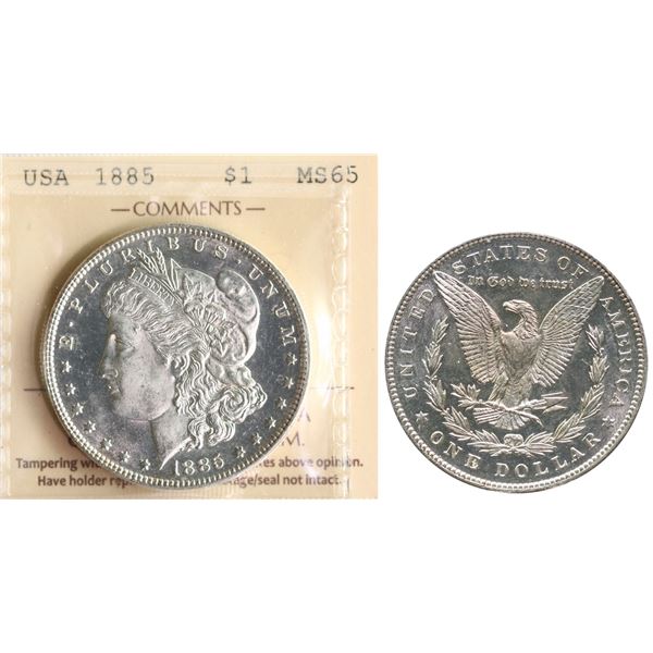 USA; 1885 $1 ICCS MS65