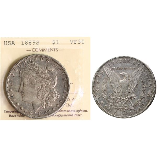 USA; 1889-S $1 ICCS VF30