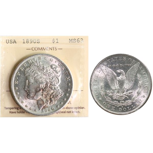 USA; 1890-S $1 ICCS MS63